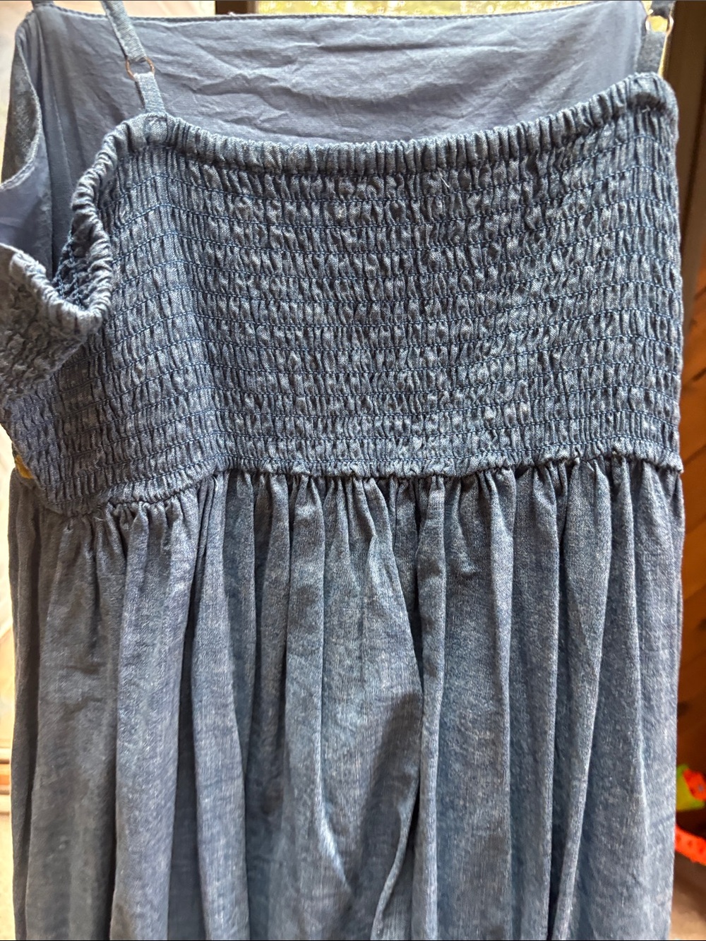 Embroidered Chambray Long  Sundress - Blue - Picture 4 of 4